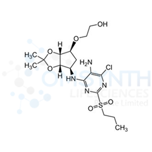 2-(((3aR,4S,6R,6aS)-6-((5-amino-6-chloro-2-(propylsulfonyl)pyrimidin-4-yl)amino)-2,2-dimethyltetrahydro-4H-cyclopenta[d][1,3]dioxol-4-yl)oxy)ethan-1-ol