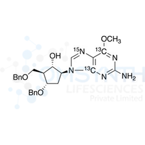 (1S,2S,3S,5S)-5-(2-Amino-6-methoxy-9H-purin-9-yl)-3-(phenylmethoxy)-2-[(phenylmethoxy)methyl]-cyclopentanol-13C2,15N