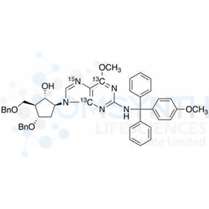 5-[(4-Methoxyphenyl)-diphenylmethylamino-6-methoxy-9H-purin-9-yl]-13C2, 15N-3-(phenylmethoxy)-2-[(phenylmethoxy)methyl]-cyclopentanol
