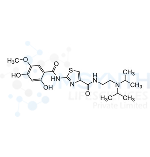 2-(2,4-Dihydroxy-5-methoxybenzamido)-N-(2-(diisopropylamino)ethyl)thiazole-4-carboxamide