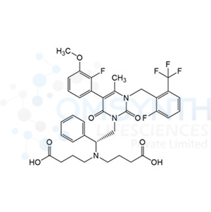 (R)-4,4'-((2-(5-(2-Fluoro-3-methoxyphenyl)-3-(2-fluoro-6-(trifluoromethyl)benzyl)-4-methyl-2,6-dioxo-3,6-dihydropyrimidin-1(2H)-yl)-1-phenylethyl)azanediyl)dibutyric acid