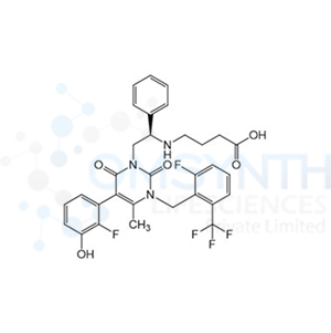(R)-4-((2-(5-(2-Fluoro-3-hydroxyphenyl)-3-(2-fluoro-6-(trifluoromethyl)benzyl)-4-methyl-2,6-dioxo-3,6-dihydropyrimidin-1(2H)-yl)-1-phenylethyl)amino)butanoic acid