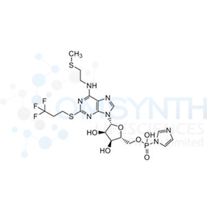 ((2R,3S,4R,5R)-3,4-Dihydroxy-5-(6-((2-(methylthio)ethyl)amino)-2-((3,3,3-trifluoropropyl)thio)-9H-purin-9-yl)tetrahydrofuran-2-yl)methyl hydrogen 1H-imidazol-1-ylphosphonate