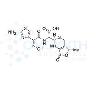 2(R)-2-[(Z)-2-(Aminothiazol-4-yl)-2-(hydroxyimino)acetamido)]-2-[(2RS,5RS)-5-methyl-7-oxo-2,4,5,7-tetrahydro-1H-furo[3,4-d][1,3]thiazin-2-yl]acetic Acid (Mixture of 4 Diastereomers)
