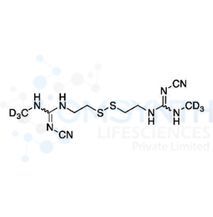 N-Cyano-3-(cyanoamino)-N'-methyl-7,8-dithia-2,4,11-triazadodec-2-en-12-imidamide-D6 (Cimetidine Impurity)