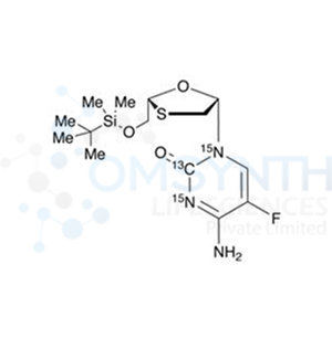 4-Amino-1-((2R,5S)-2-((tert-butyldimethylsilyloxy)methyl)-1,3-oxathiolan-5-yl)-5-fluoropyrimidin-2(1H)-one-13C,15N2
