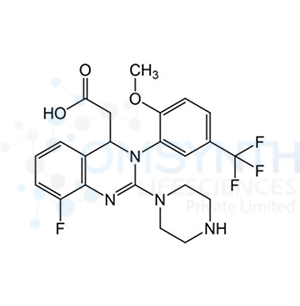 2-(8-Fluoro-3-(2-methoxy-5-(trifluoromethyl)phenyl)-2-(piperazin-1-yl)-3,4-dihydroquinazolin-4-yl)acetic Acid